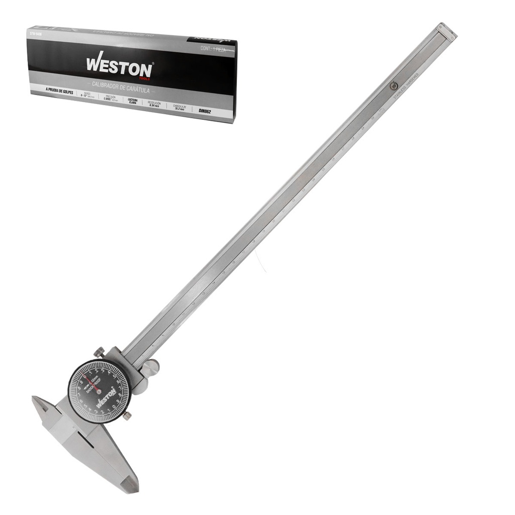 CALIBRADOR DE CARATULA A PRUEBA D/GOLPES ACERO INOX 12"