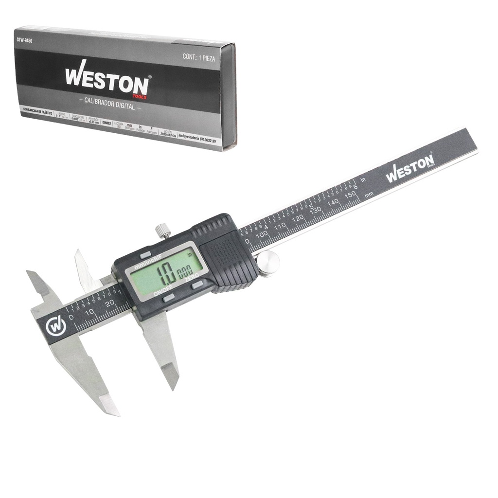 CALIBRADOR DIGITAL ACERO INOX. CARCASA PLASTICA 6"