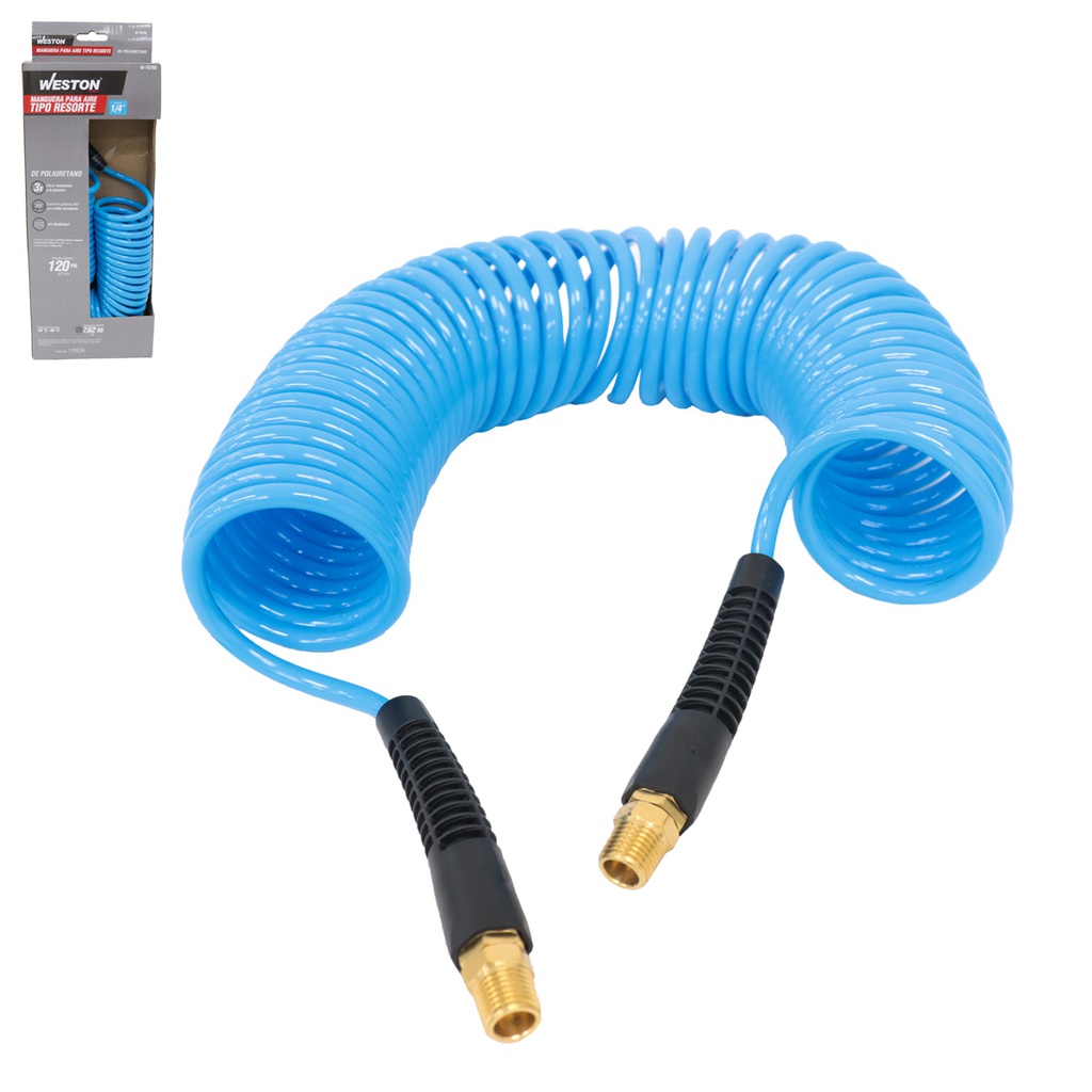 MANGUERA P/AIRE D/PU TIPO RESORTE 1/4'' X 25´ CONECTOR 1/4'' NPT