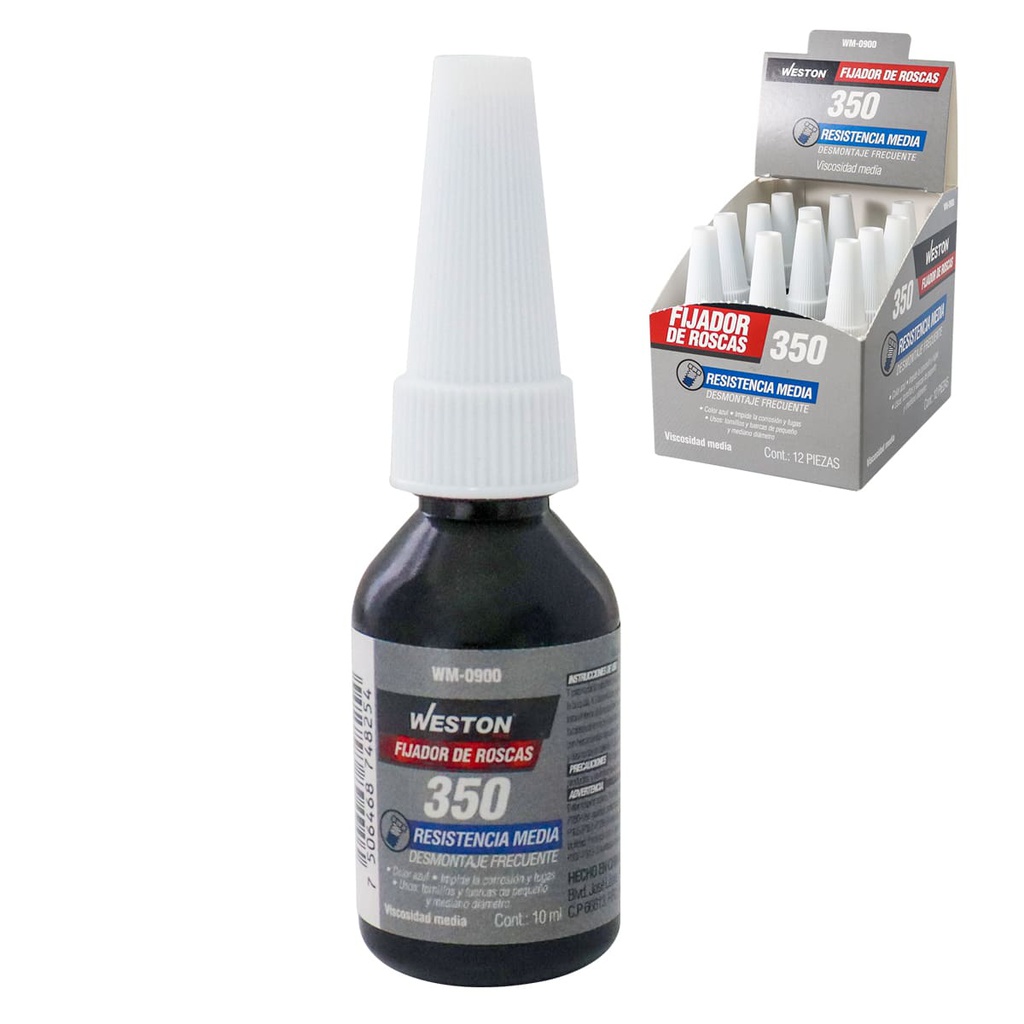 FIJADOR DE ROSCAS 350 RESISTENCIA MEDIA COLOR AZUL 10ml           