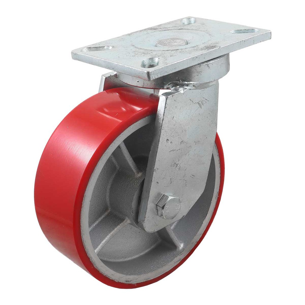 RODAJA FIERRO VACIADO C/PU ROJA GIR. 10" X 3" (254*75MM)