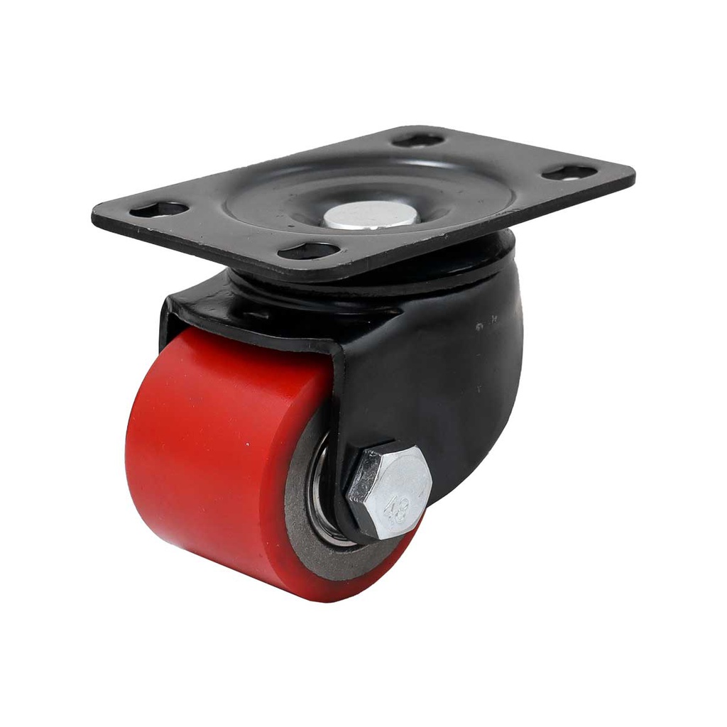 RODAJA FIERRO VACIADO C/PU ROJA GIR. HORQUILLA NEGRA 3" (75X40MM)