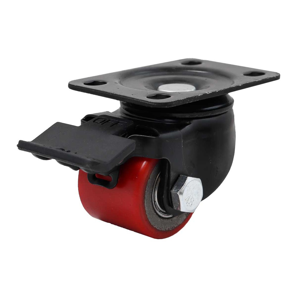 RODAJA FIERRO VACIADO C/PU ROJA GIR. C/FRENO HORQUILLA NEGRA 3" (75X40MM)