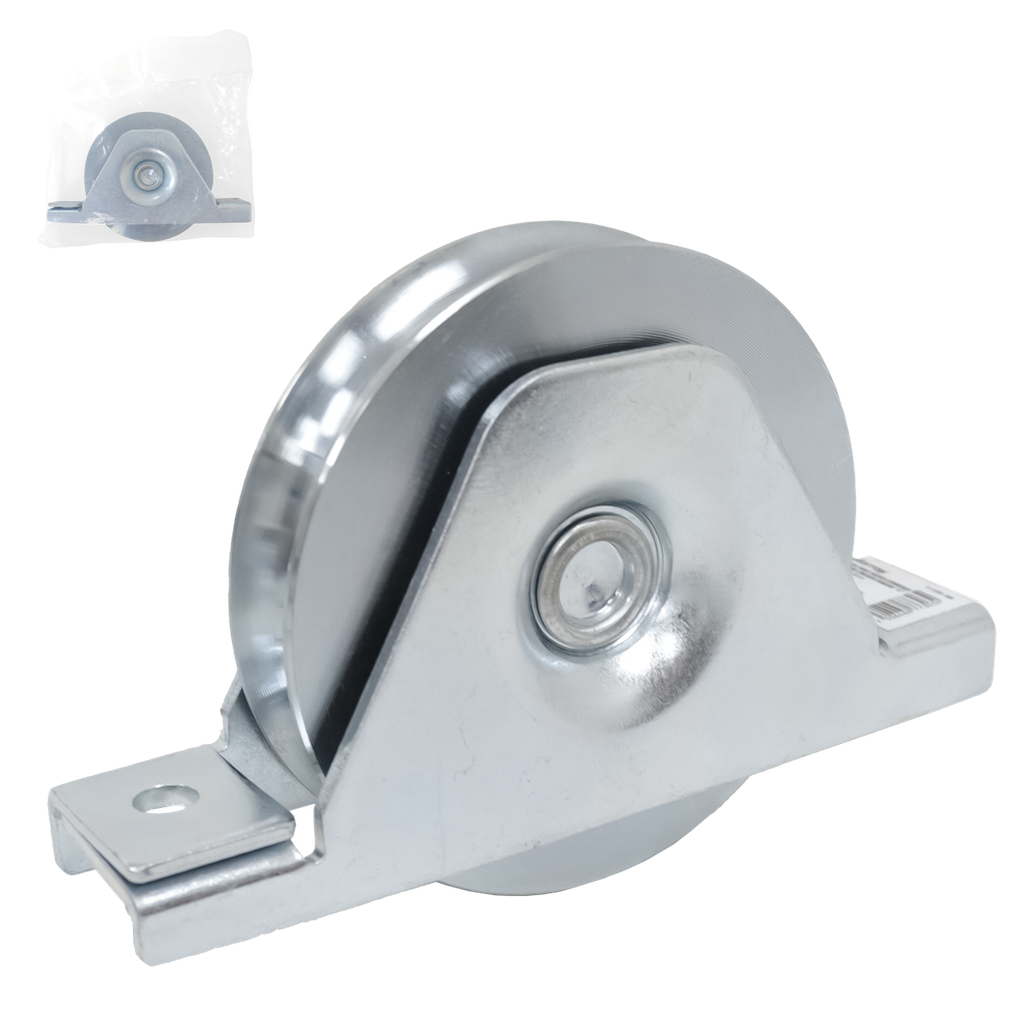 RUEDA P/PUERTA CORREDIZA  D/ACERO ZINCADA RANURA "U" FIJA 4"