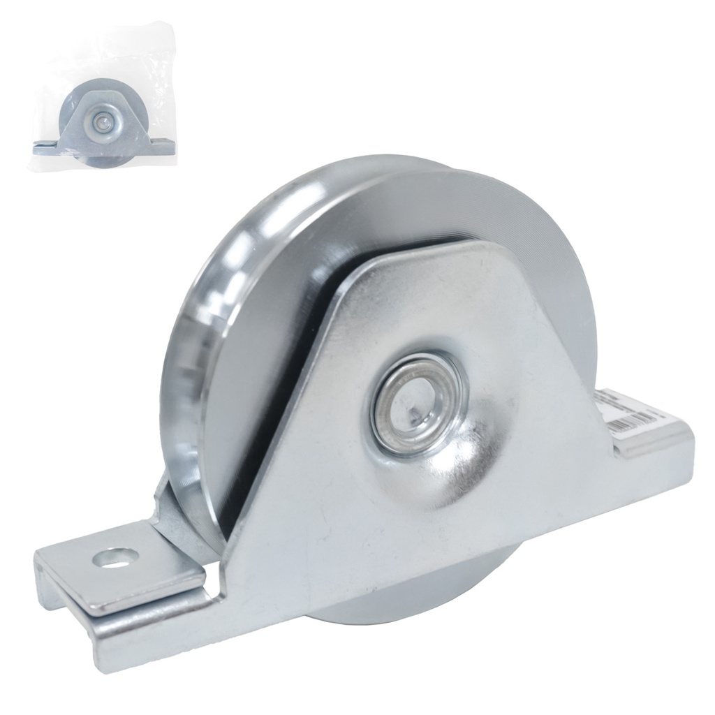 RUEDA P/PUERTA CORREDIZA  D/ACERO ZINCADA RANURA "U" FIJA 3"