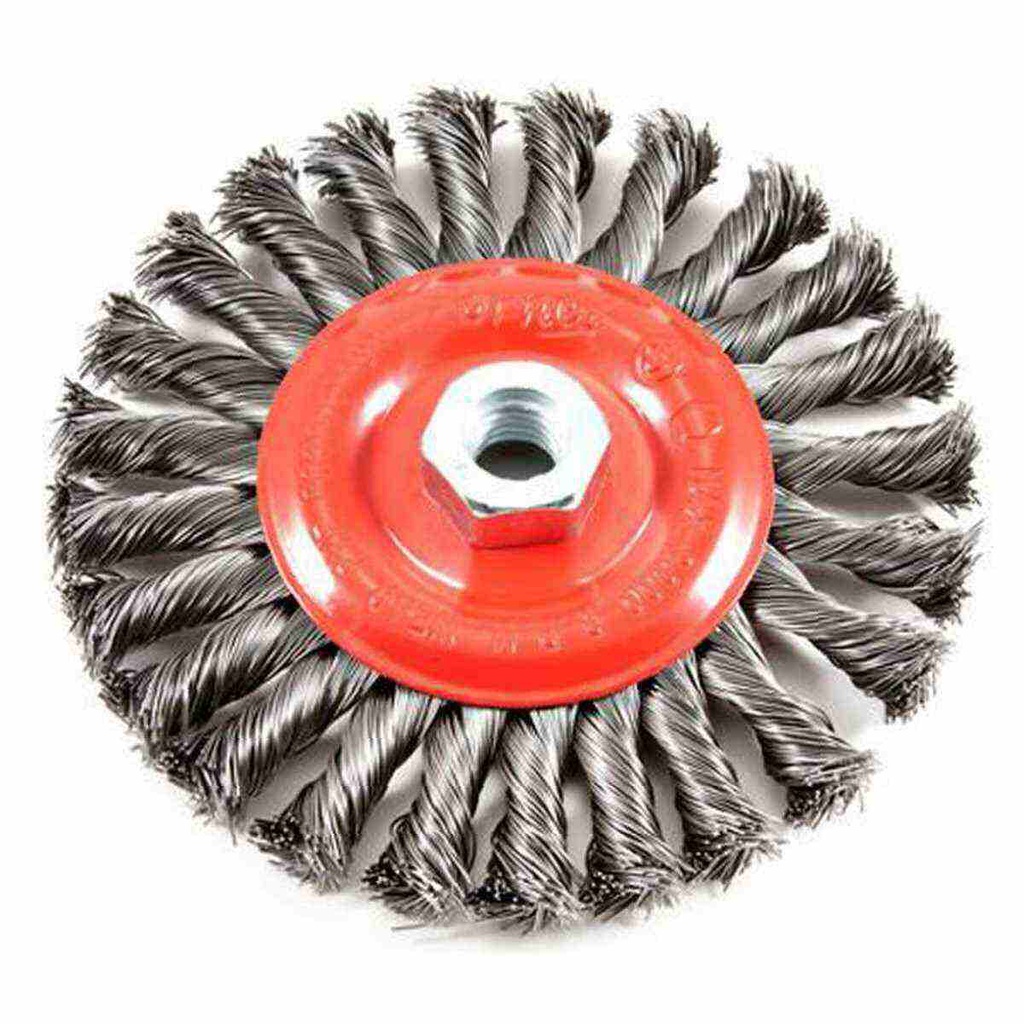 CEPILLO CIRCULAR TRENZADO 4" X 5/8-11 CARA DELGADA A. AL CARBON .020"