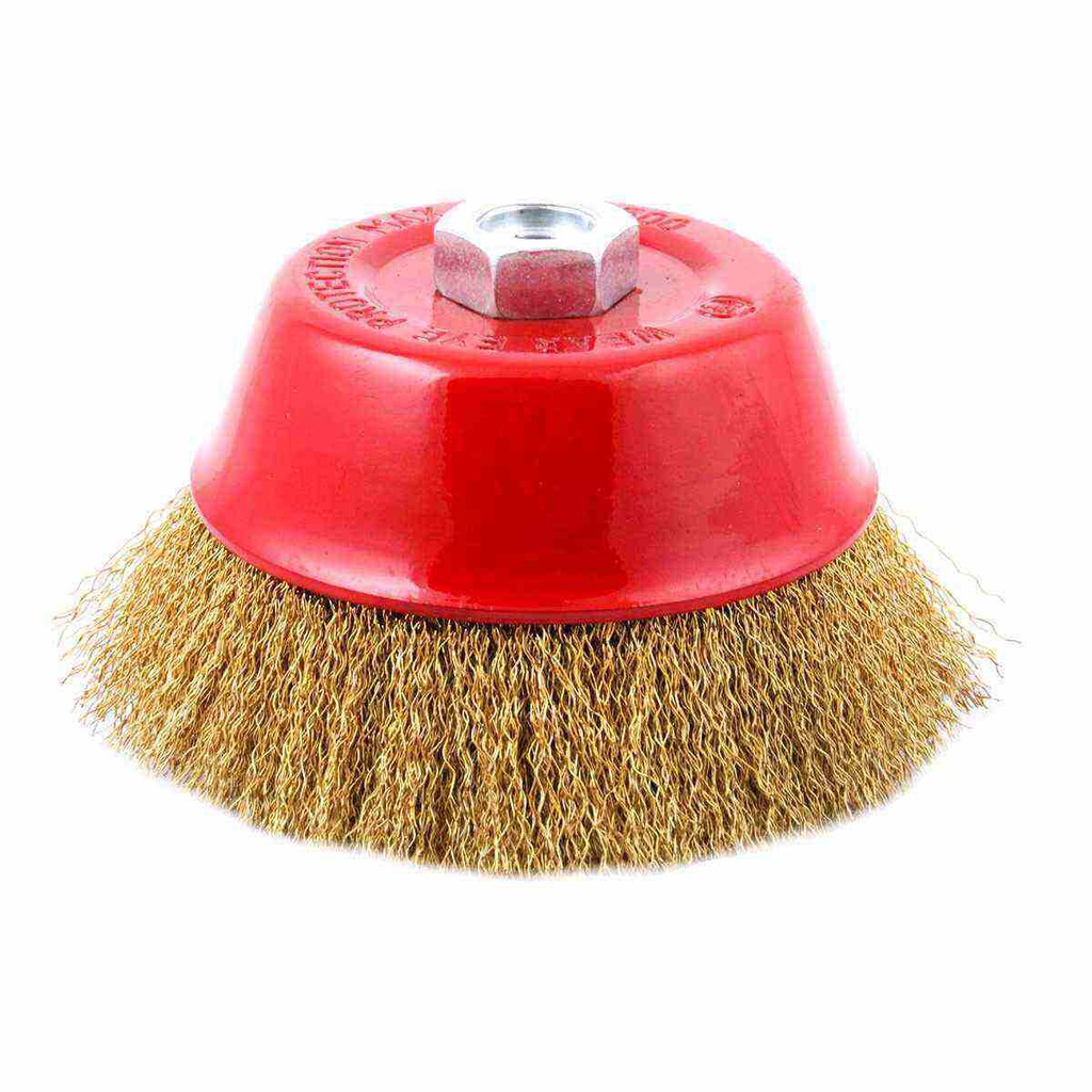 CEPILLO TIPO COPA ONDULADA SIN ARO 5"  ENT 5/8-11 A. LATONADO .012"