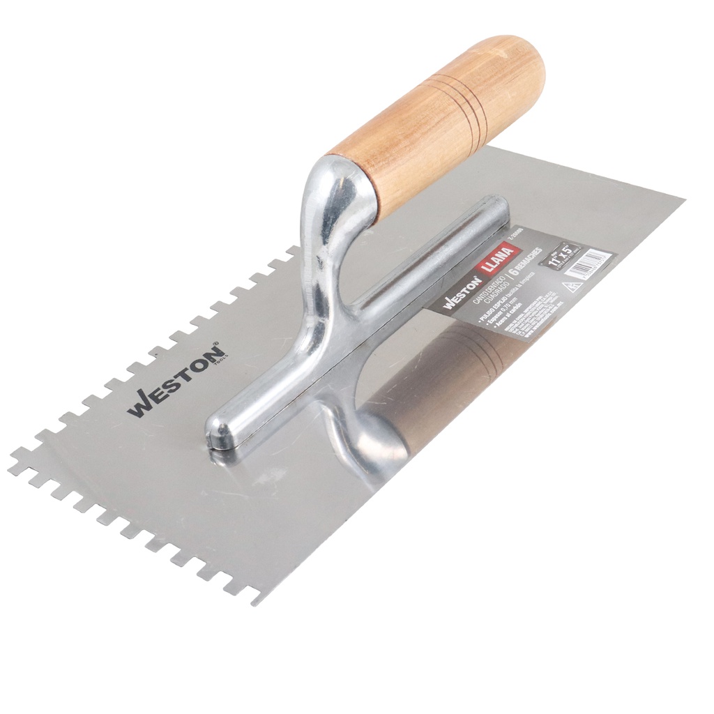 LLANA CANTO DENTADO CUADRADO 11" X 5" 6 REMACHES MANGO D/MADERA