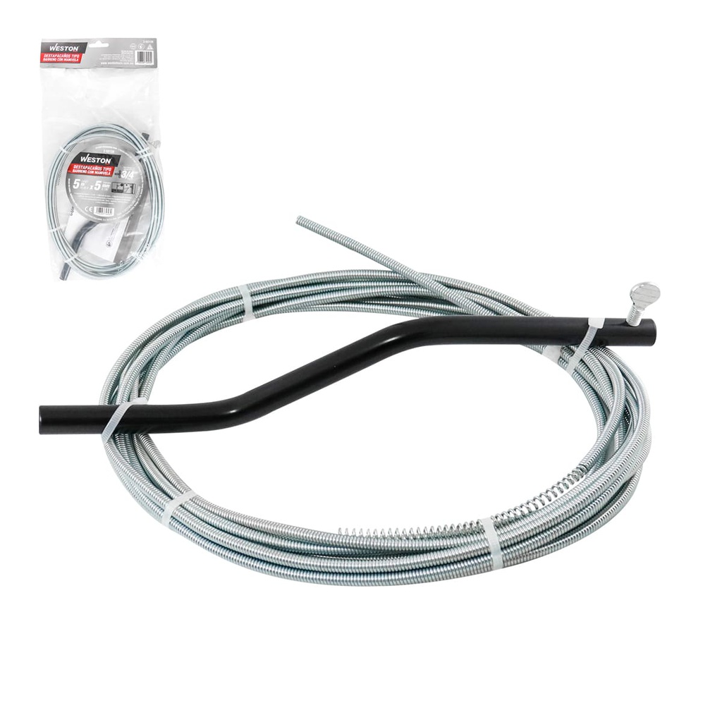 DESTAPACAÑOS TIPO BARRENO CON MANIVELA D/ACERO 1.3 X 5MM X 5M