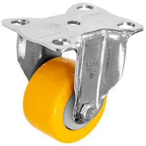 RODAJA PU AMARILLO CROMADA FIJA 2"