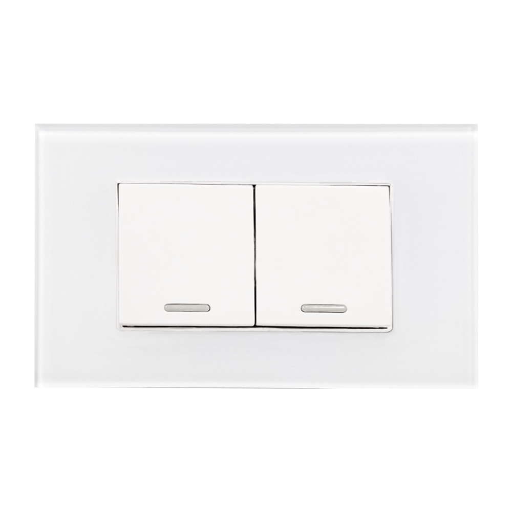 APAGADOR DOBLE CON PLACA DE ACRILICO BLANCA 36MM