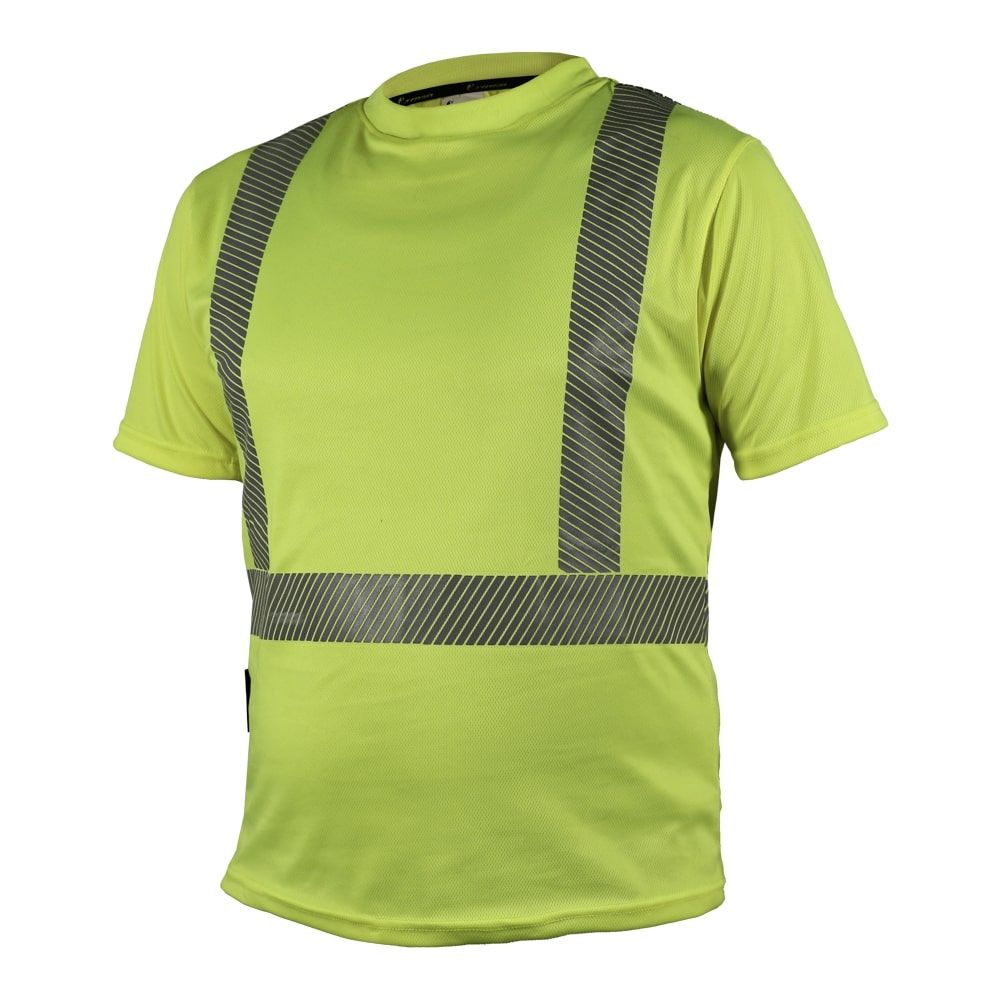 CAMISA ECOFRIENDLY CUELLO REDONDO AMARILLA C/REFLEJANTE T MD.
