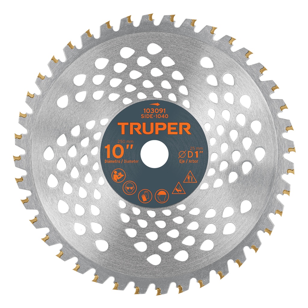 Disco sierra 10' p/desbrozadora, 40 dientes, Truper