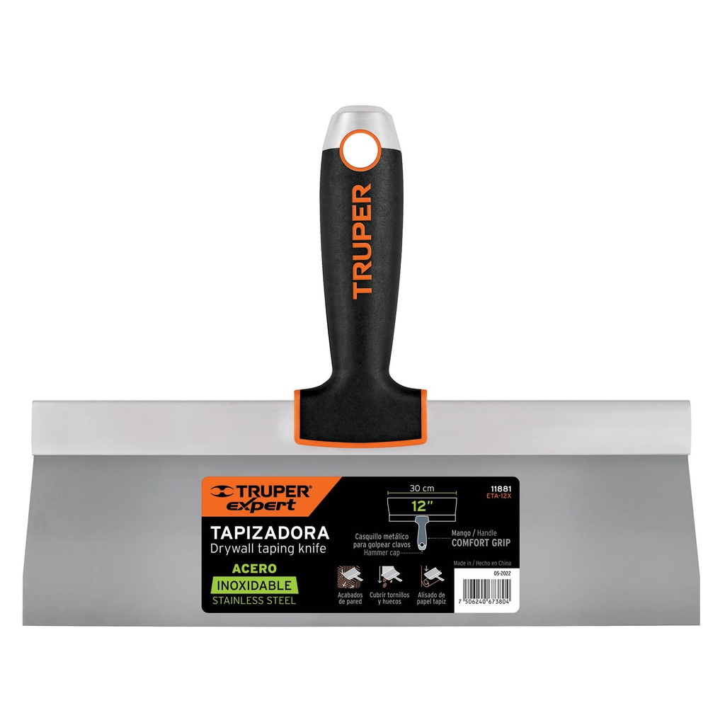 Espatula tapizadora de 12' acero inoxidable, Truper Expert
