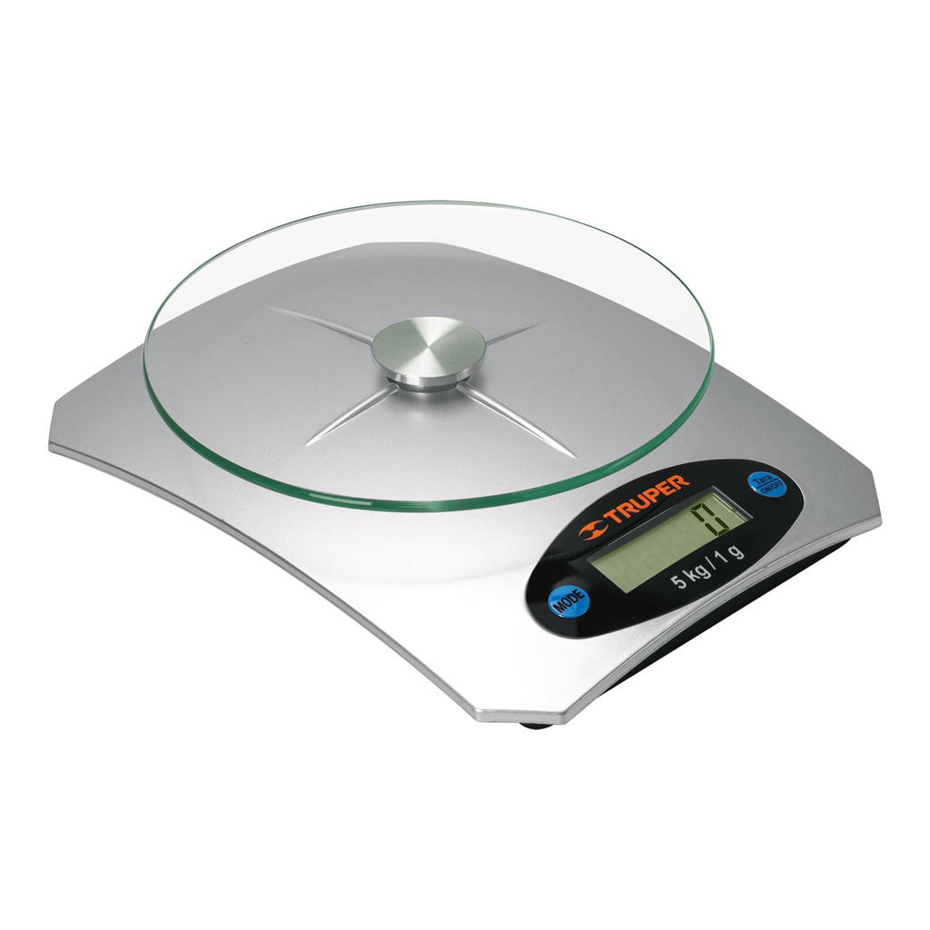 Bascula digital para cocina, plato de vidrio, 5 kg, Truper