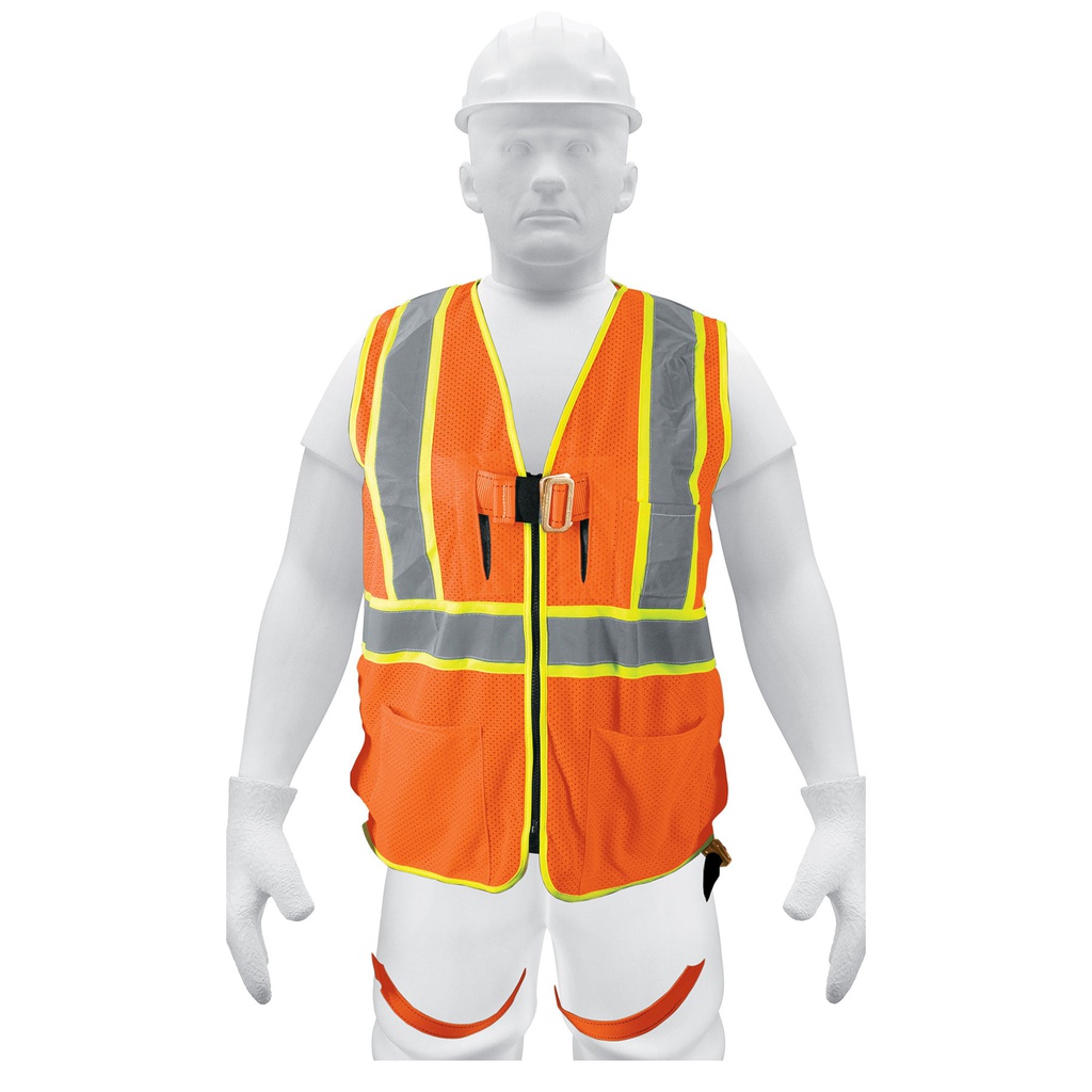 Chaleco de seguridad para arnes, alta visibilidad, naranja