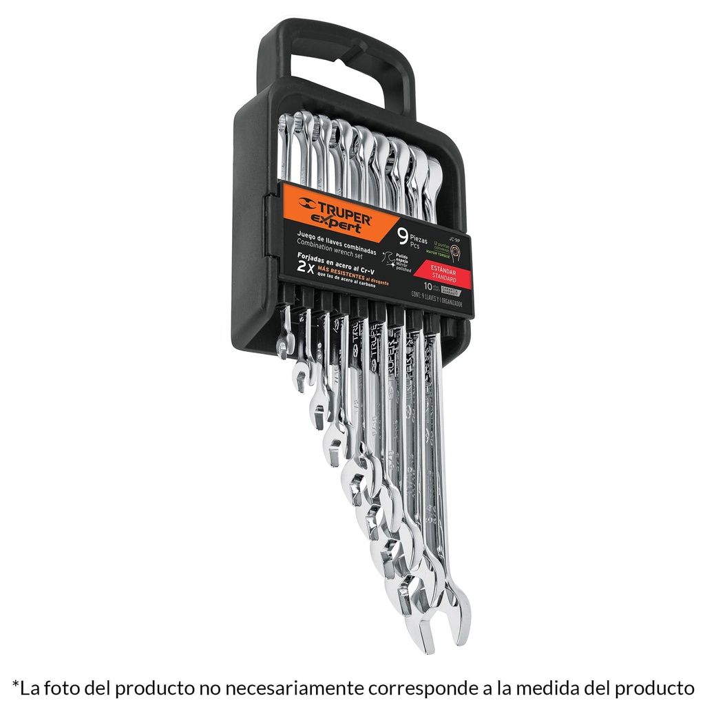 Juego de 9 llaves combinadas extralargas pulidas mm, Expert