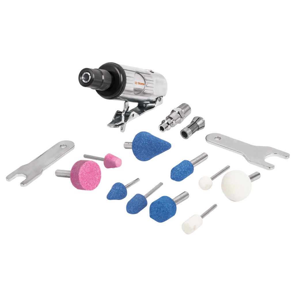 Kit de mini esmeriladora 1/4' con estuche plastico, Truper