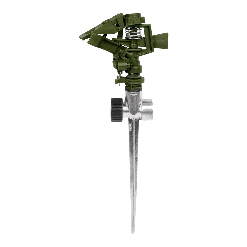 Aspersor plastico 11' dos vias estaca metalica verde, Pretul