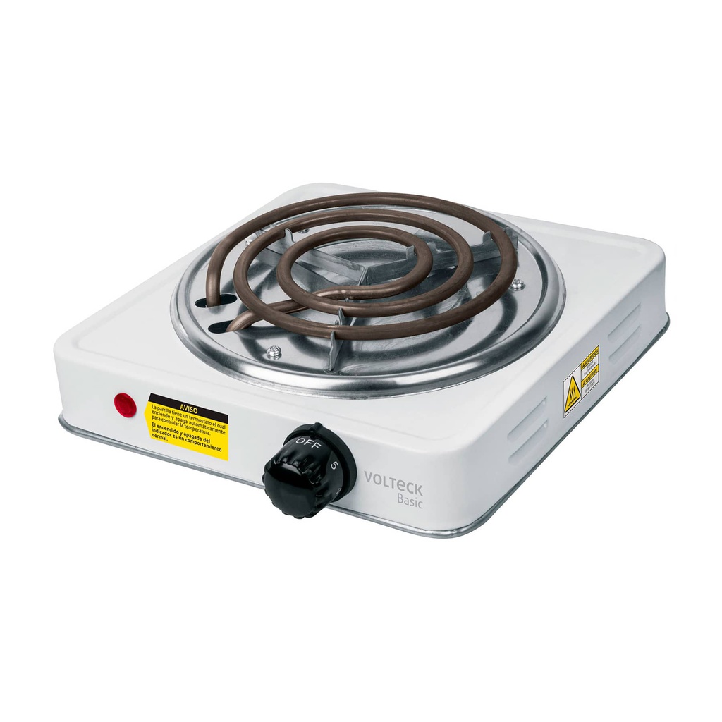 Parrilla electrica 1 quemador en espiral, blanca, Basic
