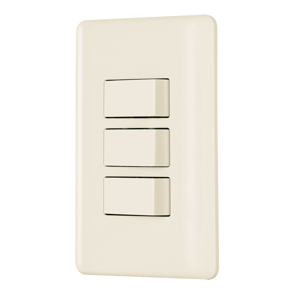 Placa armada 3 interruptores, marfil, Volteck