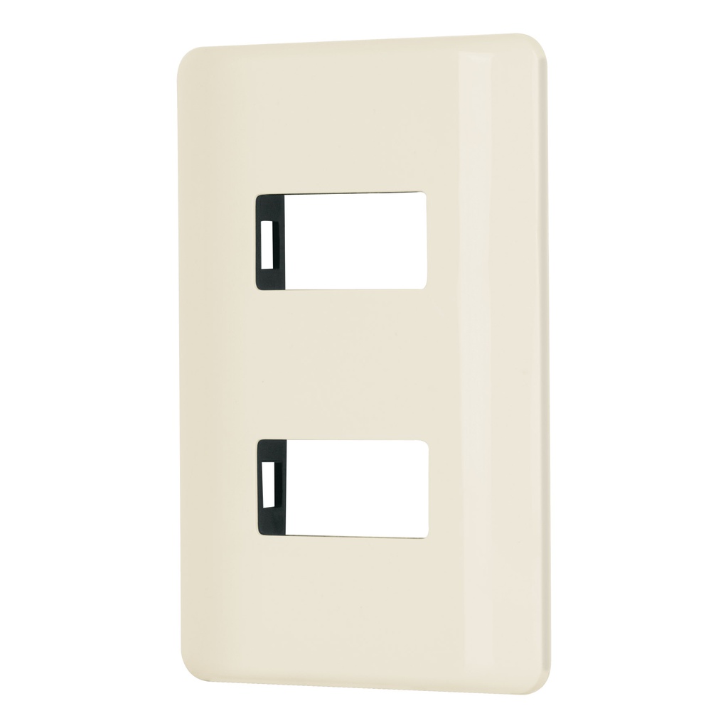 Placa 2 modulos, marfil, linea Volteck Basic