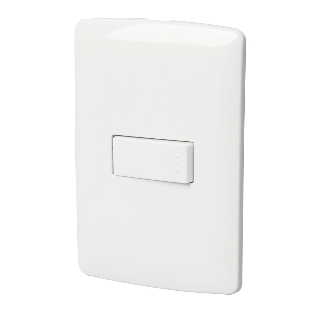 Placa armada 1 interruptor escalera, blanco, linea Italiana