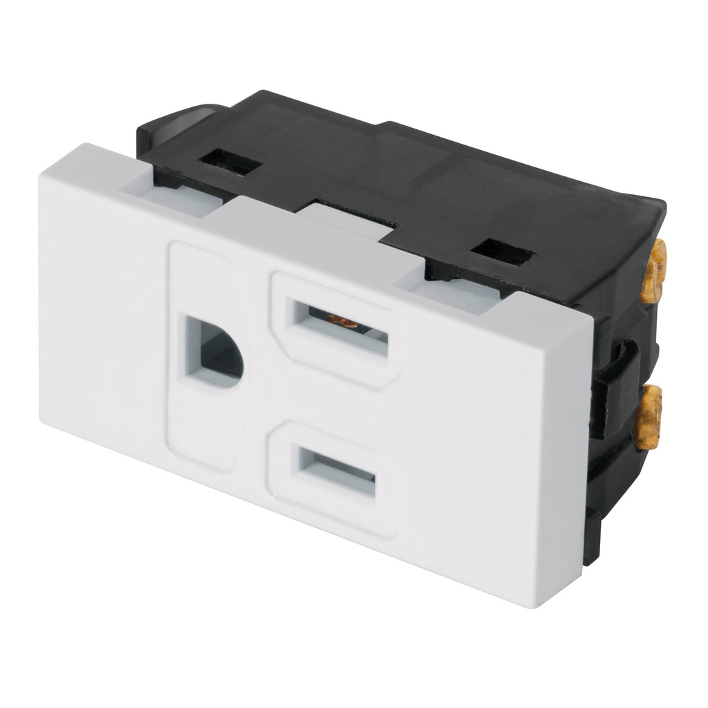 Contacto aterrizado, 1 modulo, linea Española, color blanco