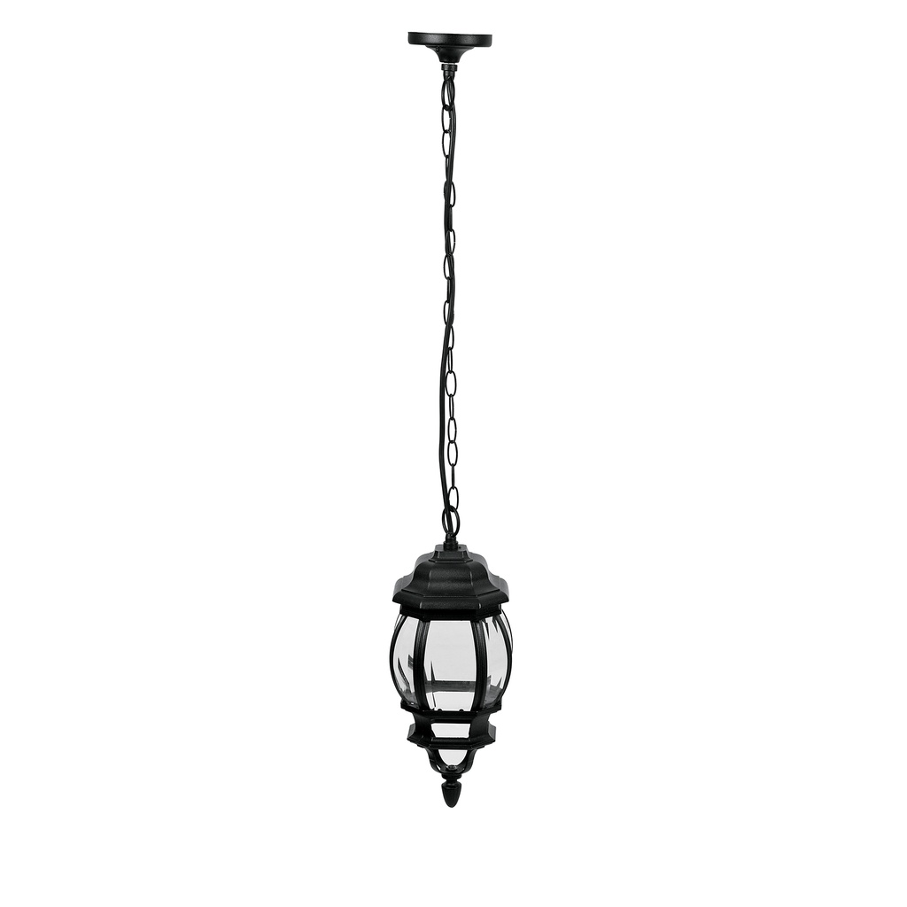 Arbotante tipo farol tradicional colgante p/exterior, negro