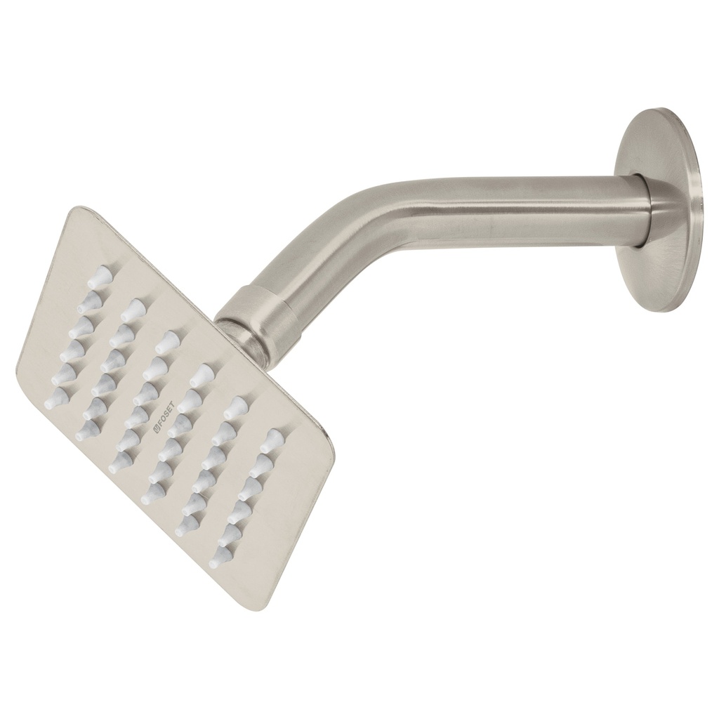 Regadera cuadrada 4', acero inox, con brazo, satin, Tubig