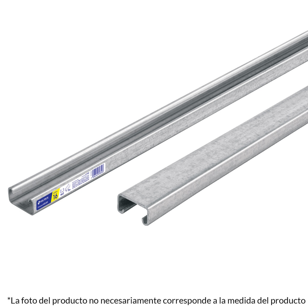 Perfil unicanal solido de 3 m, 4 x 2 cm, calibre 18, Volteck