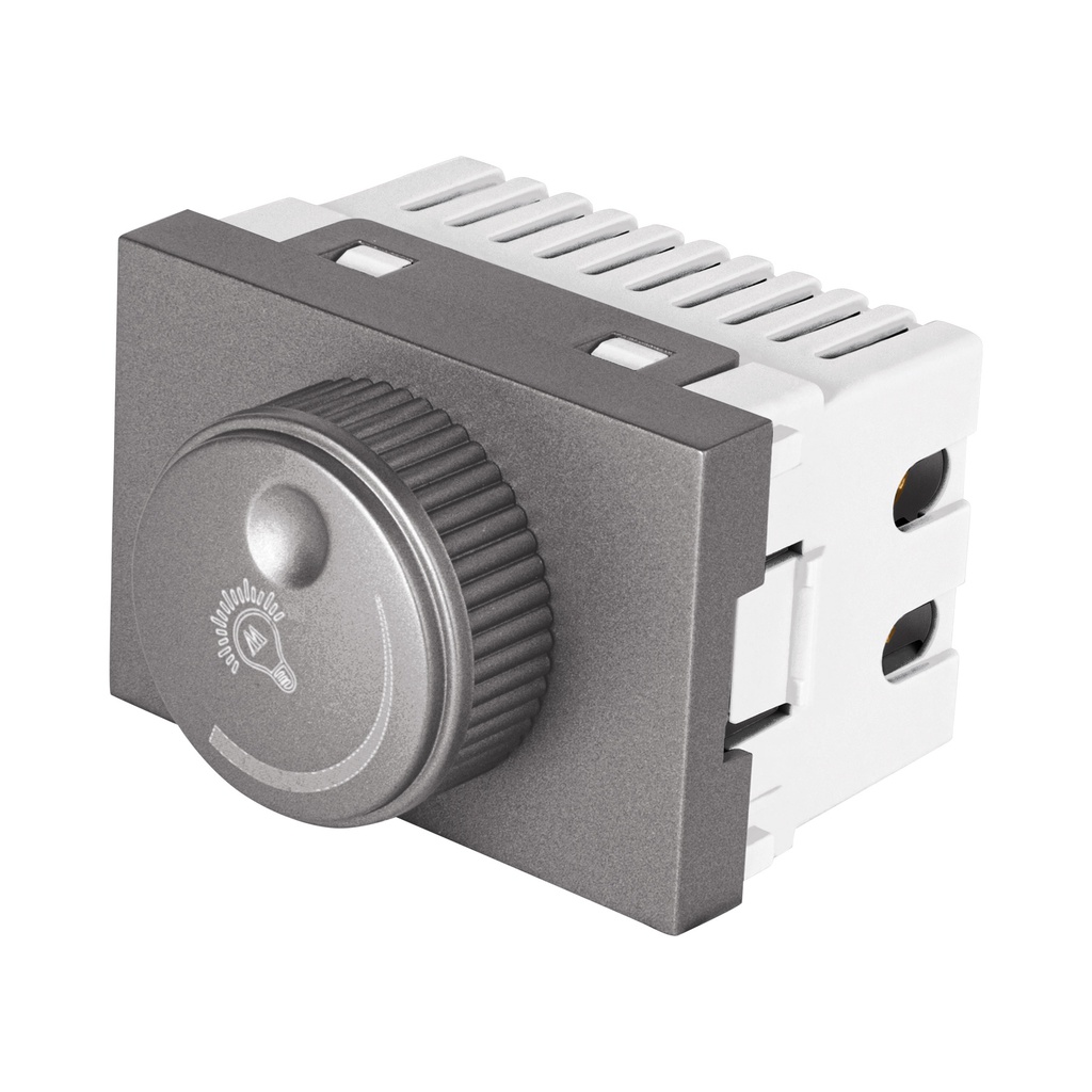 Dimmer giratorio acero inox de 1.5 modulos, linea Lisboa