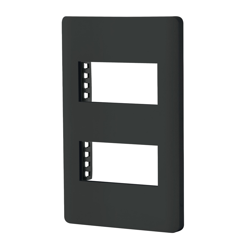 Placa negra de 2 ventanas 1 modulo, linea Lisboa, Volteck