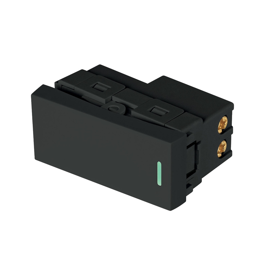 Interruptor sencillo negro de 1 modulo, linea Lisboa