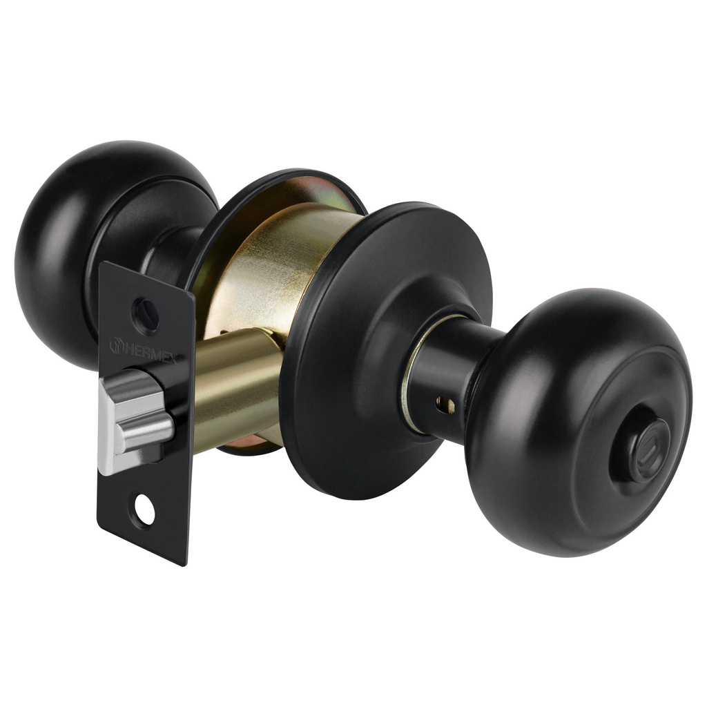 Cerradura pomo, negro, oval, recamara, Hermex