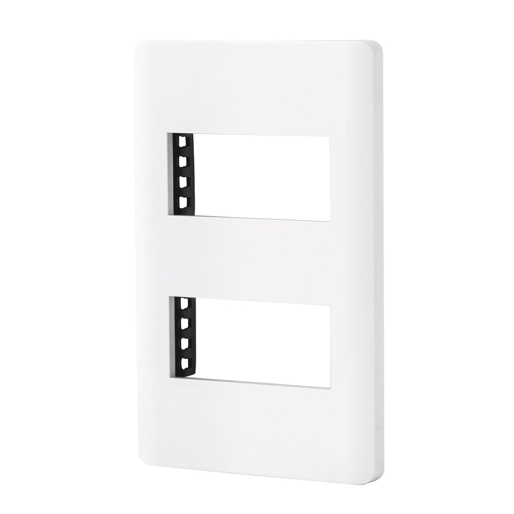 Placa blanca de 2 ventanas 1 modulo, linea Lisboa, Volteck