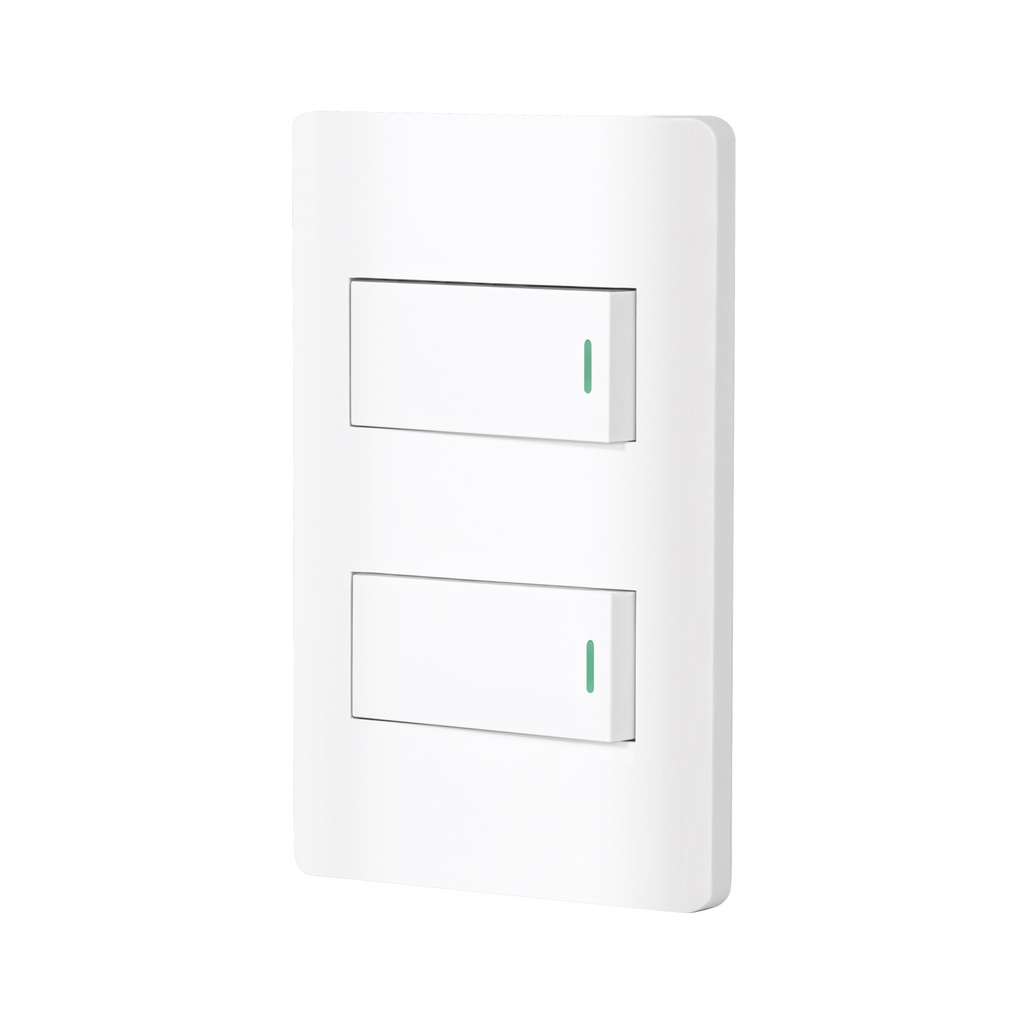 Placa armada blanca con 2 interruptores 1 modulo, Lisboa