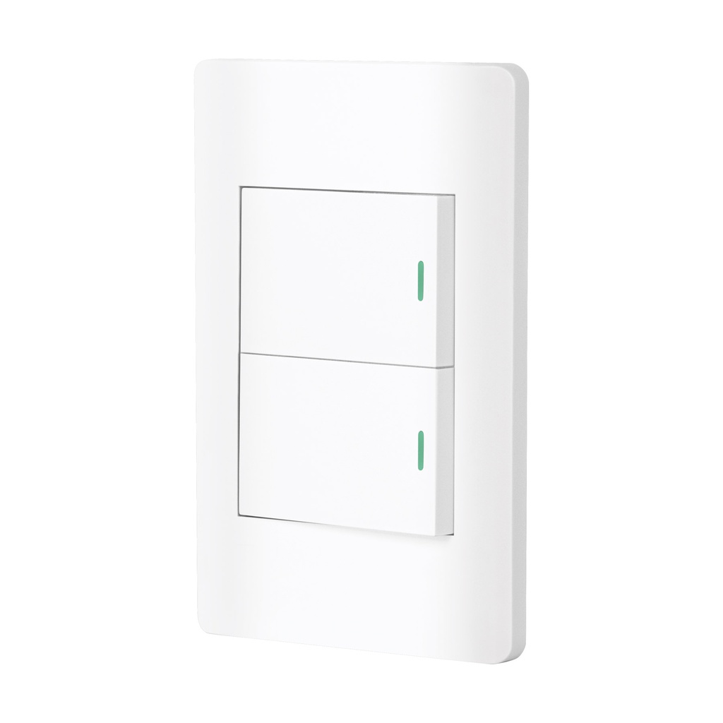 Placa armada blanca 2 interruptores 1.5 modulos, Lisboa
