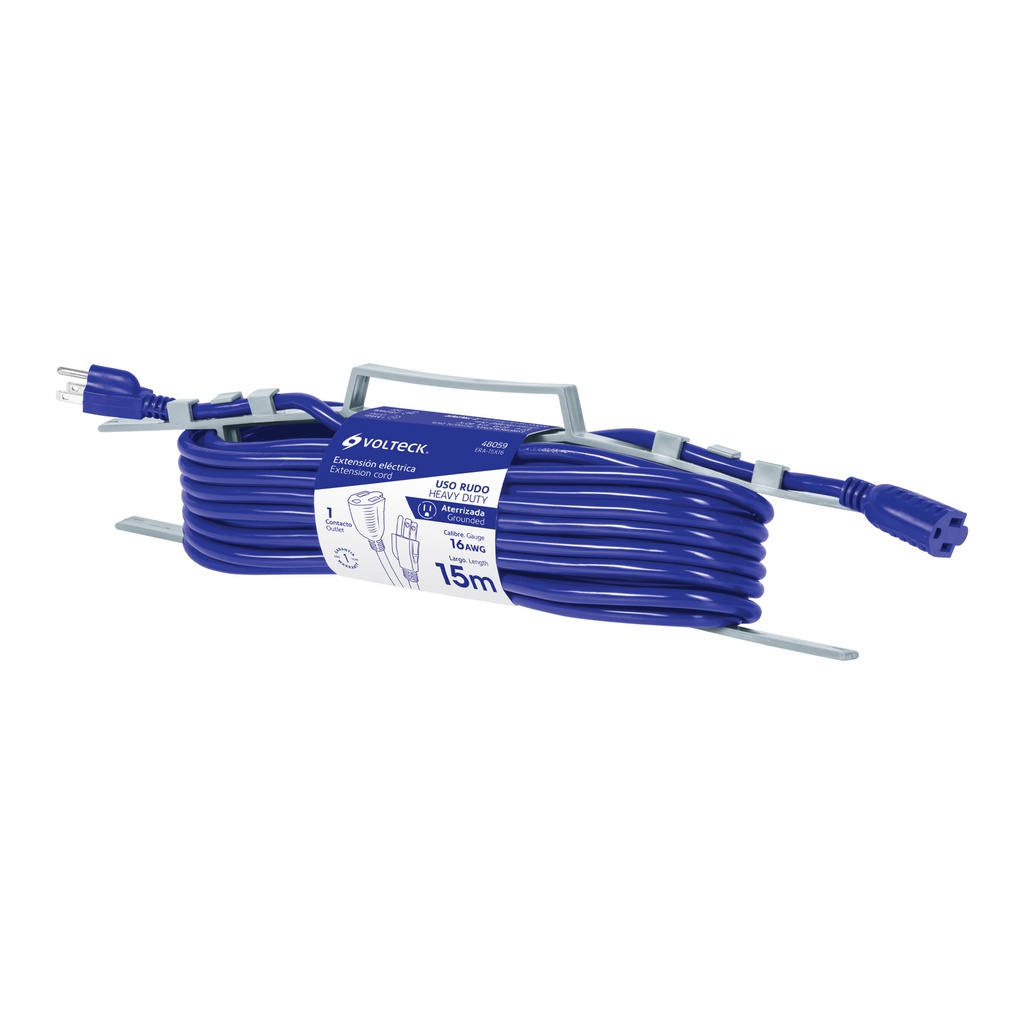 Extension de uso rudo aterrizada 15 m 3x16 AWG, Volteck