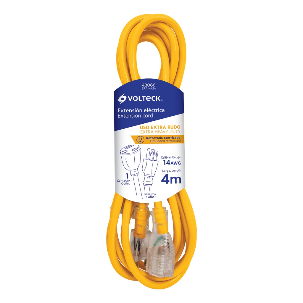 Extension reforzada aterrizada 4 m 3x14 AWG, Volteck