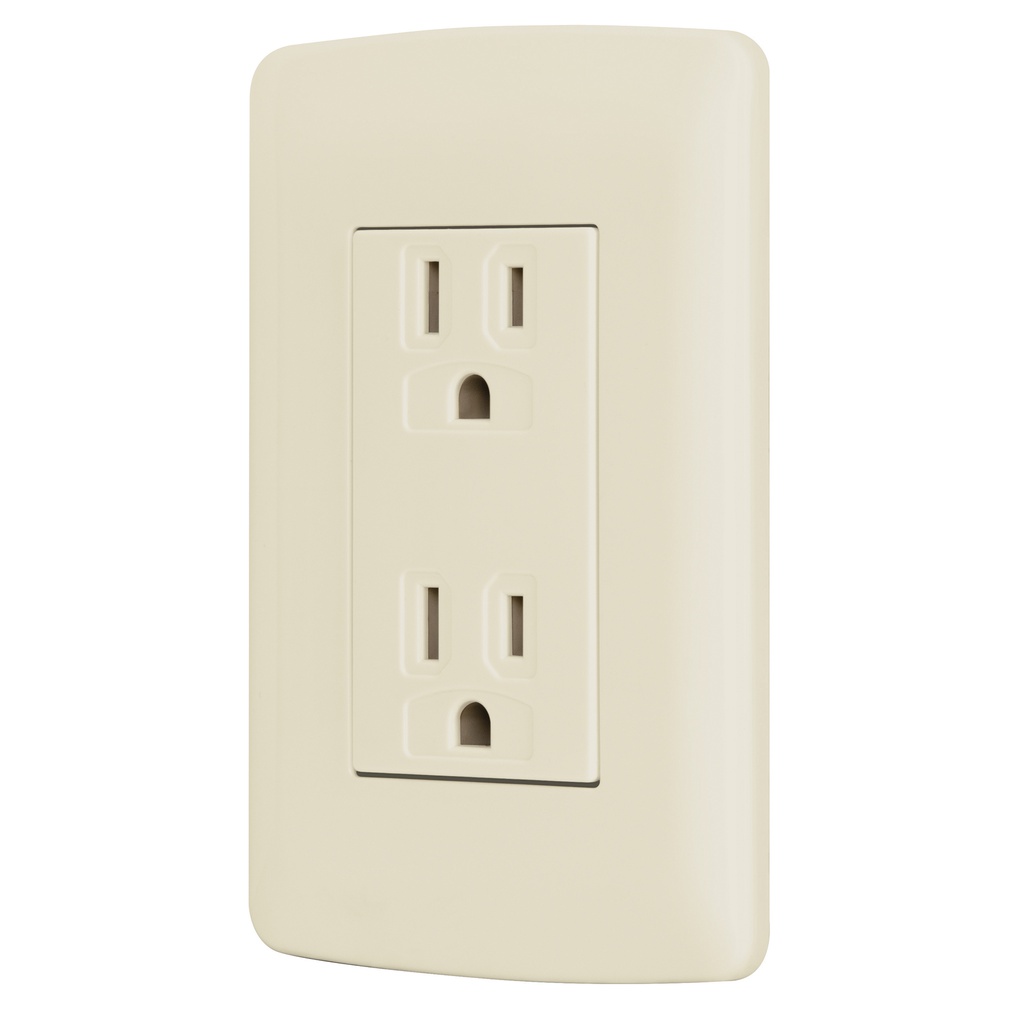 Contacto duplex aterrizado, color marfil, linea Italiana 