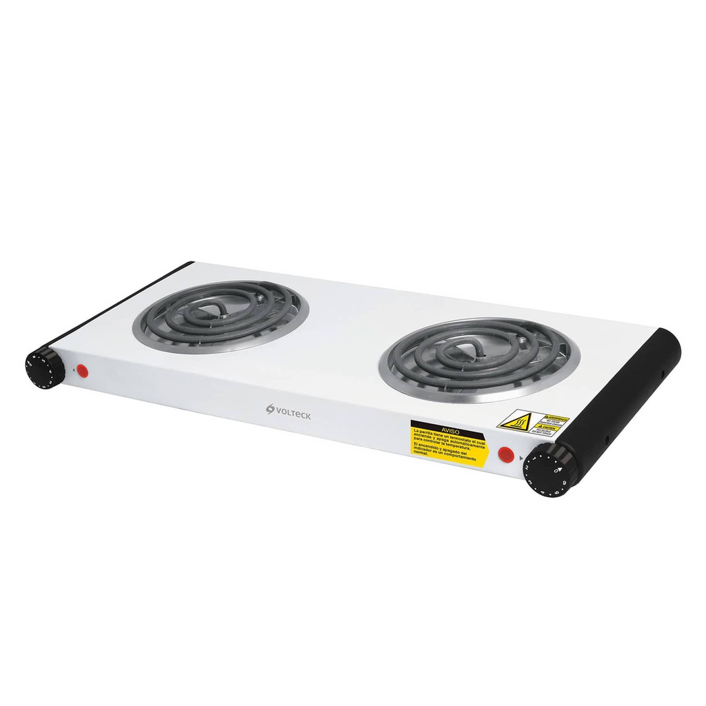 Parrilla electrica 2 quemadores en espiral, negra Volteck