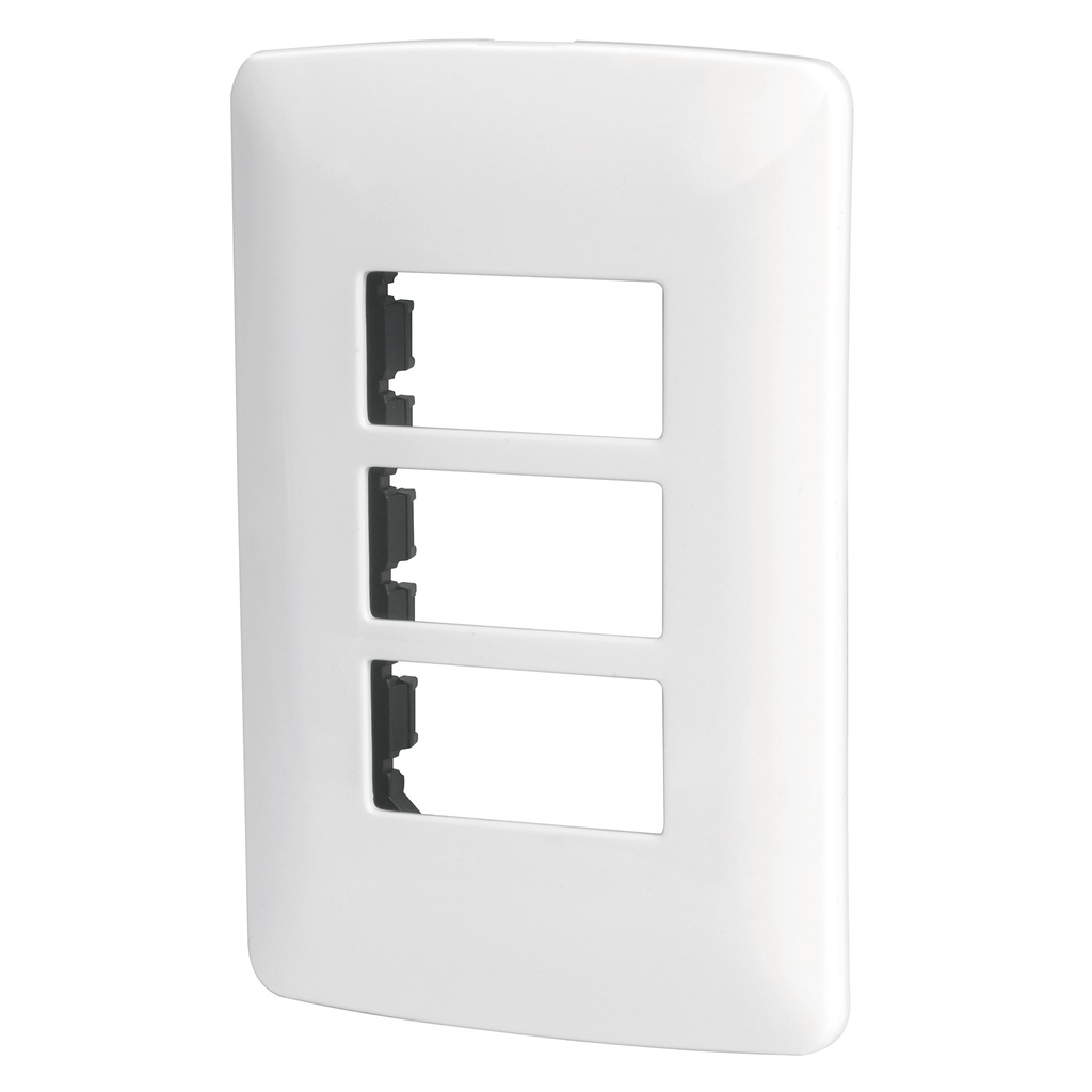 Placa 3 modulos de ABS, linea Italiana, color blanco