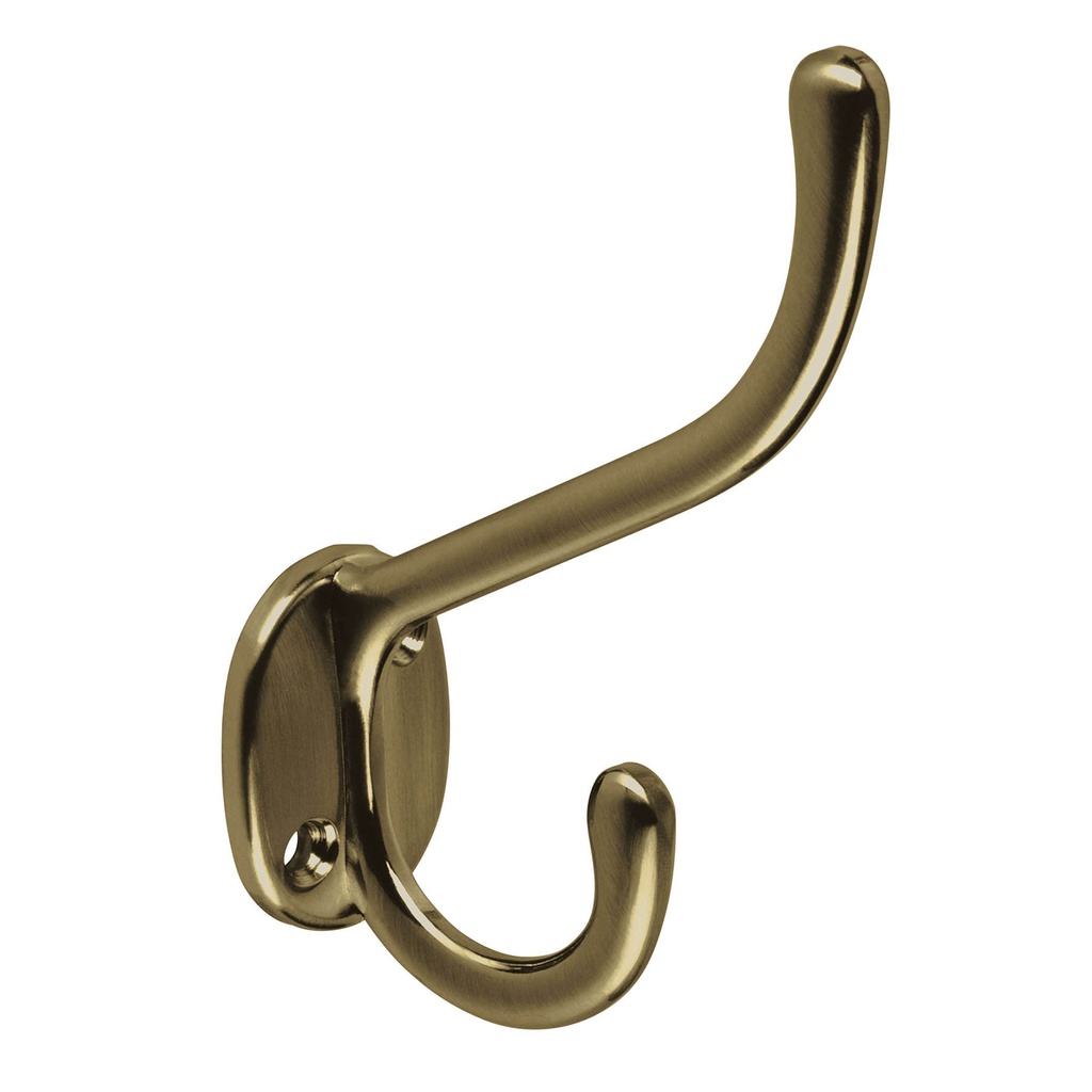 Gancho doble largo y corto tipo perchero, laton antiguo