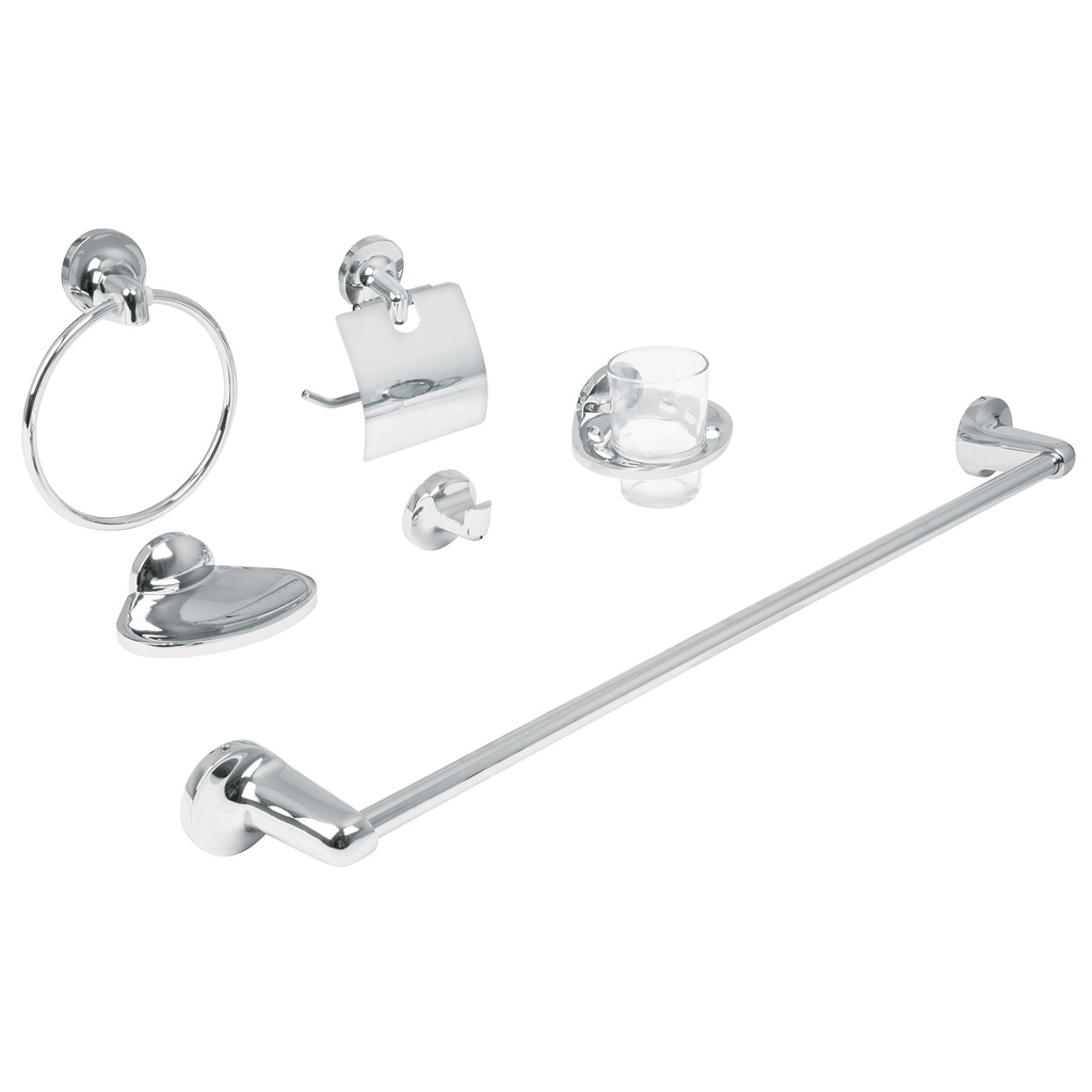 Juego de 6 accesorios para baño metalicos, Foset Aqua