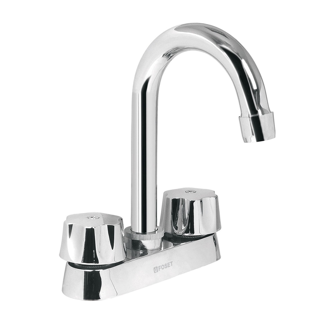Mezcladora 4' para lavabo, cuello bar, cartucho ceramico
