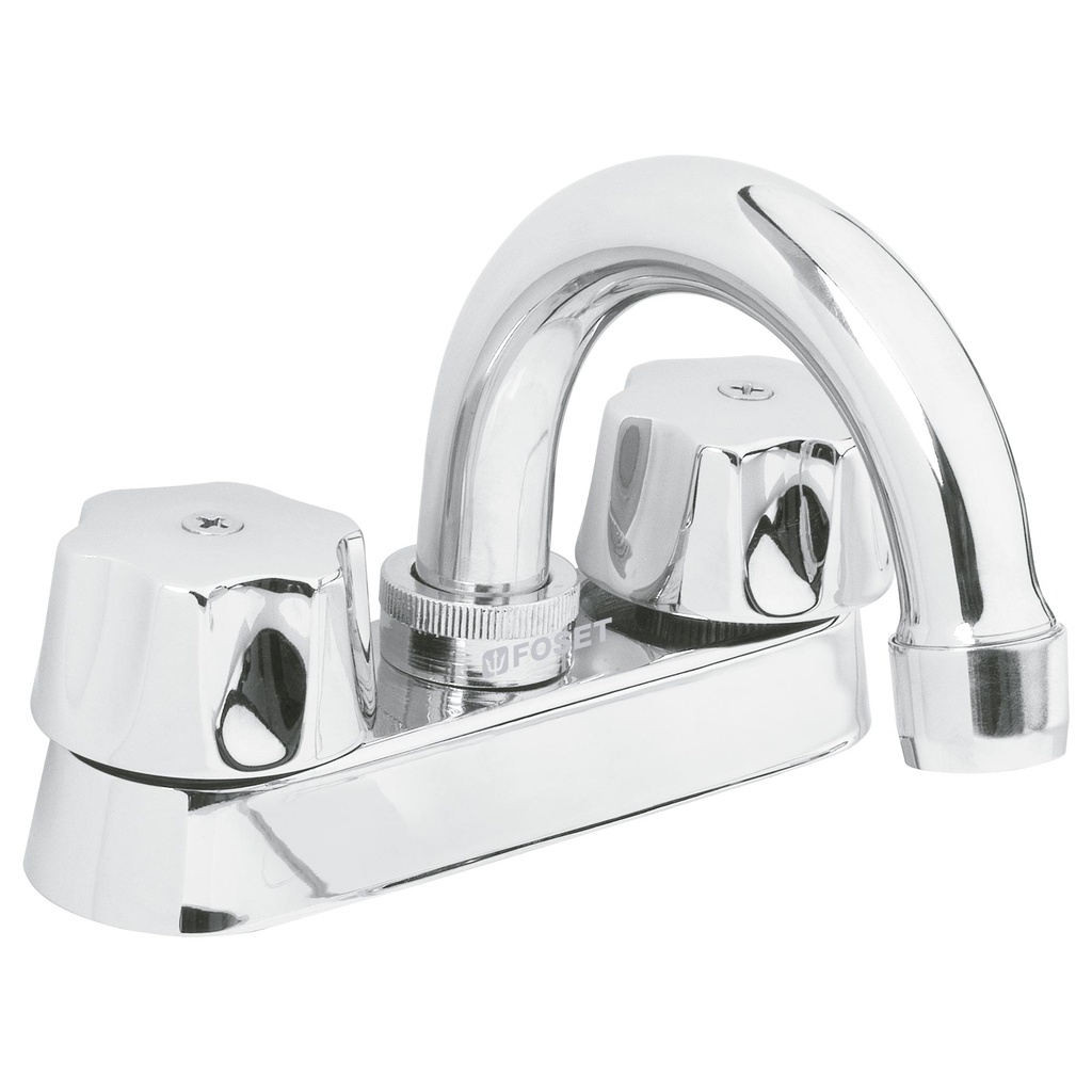 Mezcladora 4' para lavabo, cuello curvo, cartucho compresion