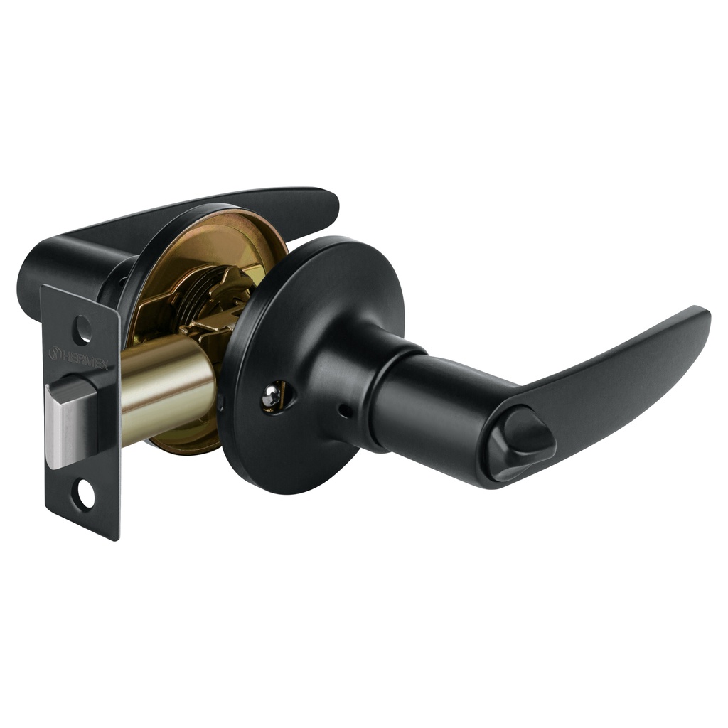 Cerradura de manija 'Turin' p/baño, negro, cilindro laton