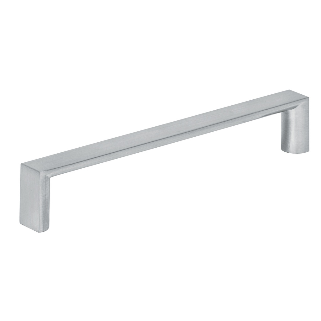 Jaladera metalica de 128mm estilo 'Andamio', niquel satinado