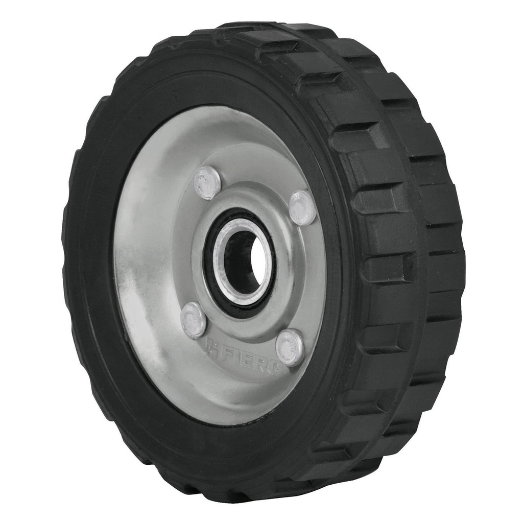 Rueda de hule solido 5' para diablo, un balero, Pretul